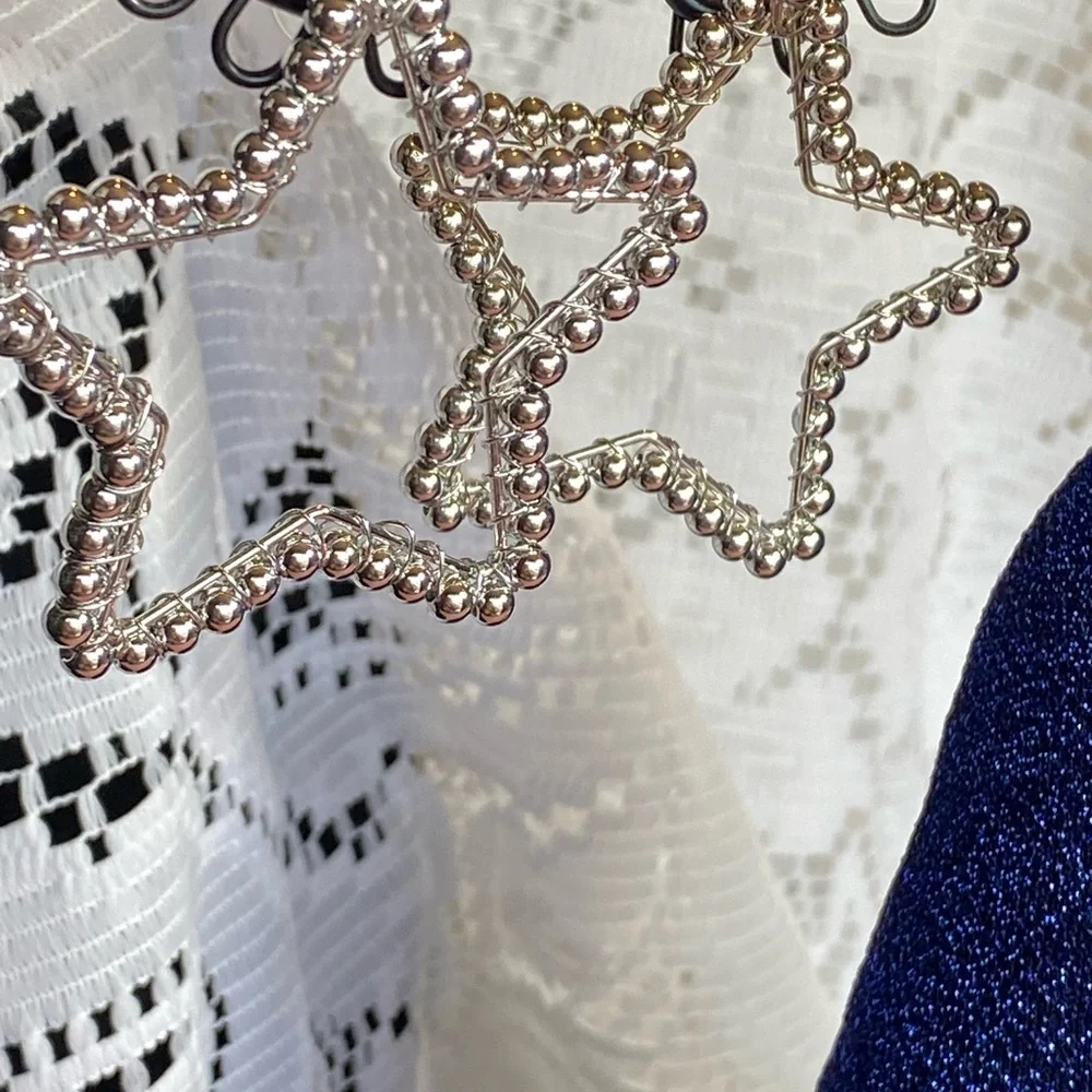 NWT BRIGHT STAR LIGHTWEIGHT SILVER EARRINGS SPECIAL VALENTINE GIFT IDEAS - Picture 11 of 13